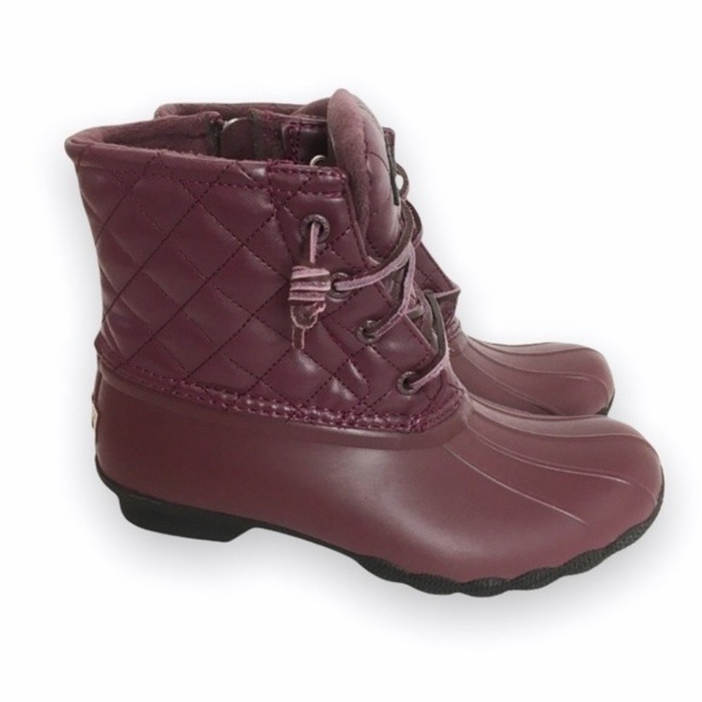 Sperry‎ Womens Size 5 Saltwater Quilted Red Wine Burgundy Duck Boots Rain Snow